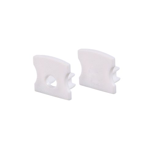 SET OF WHITE PLASTIC END CAPS FOR 1PC WITH HOLE & 1PC WITHOUT