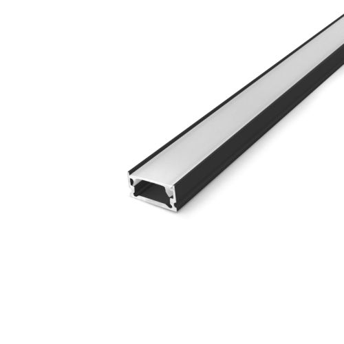 MICRO ALUMINIUM PROFILE WITH COVER 13X7mm BLACK 1m