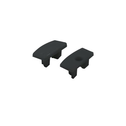 SET OF BLACK PLASTIC END CAPS,1PC WITH HOLE,1PC WITHOUT HOLE