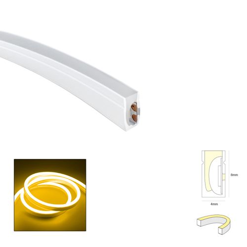 LED NEON STRIP FLAT, SIDE 4X8mm G.YEL 6W 24V IP67 1m