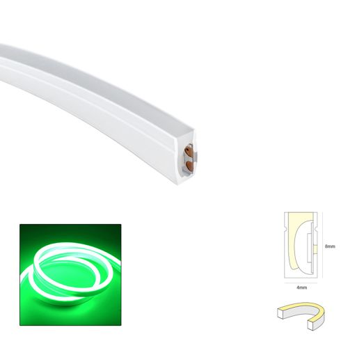 LED NEON STRIP FLAT, SIDE 4X8mm GREEN 6W 24V IP67 1m