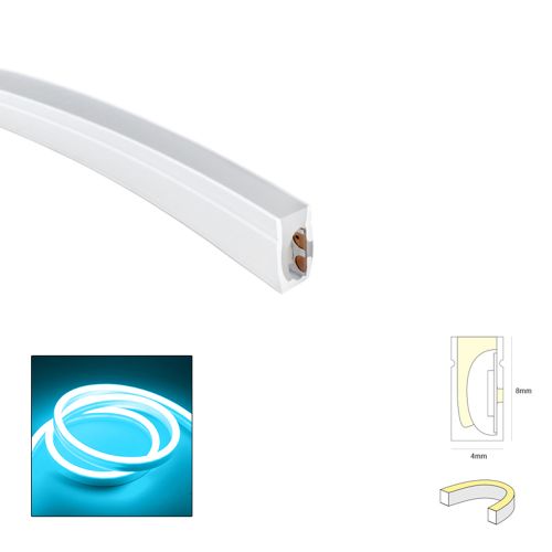 LED NEON STRIP FLAT, SIDE 4X8mm ICEBL 6W 24V IP67 1m