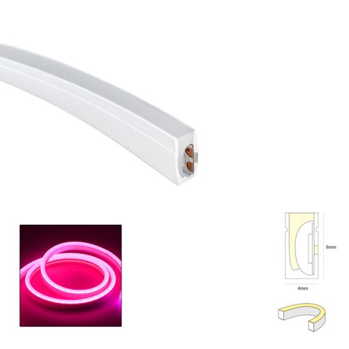 LED NEON STRIP FLAT, SIDE 4X8mm PINK 6W 24V IP67 1m