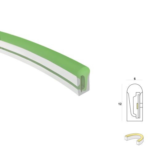 LED NEON STRIP 6mm GREEN 9W 24V IP67 1m