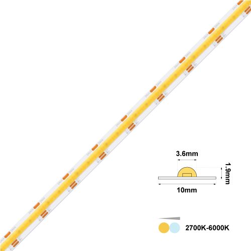 LED STRIP COB TUNAB 14W 10mm 27K-65K RA90 IP20 24V 1m