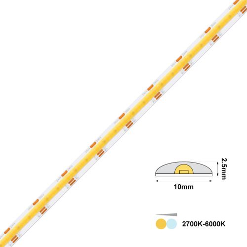 LED STRIP COB TUNAB 14W 10mm 27K-65K RA90 IP65 24V 1m