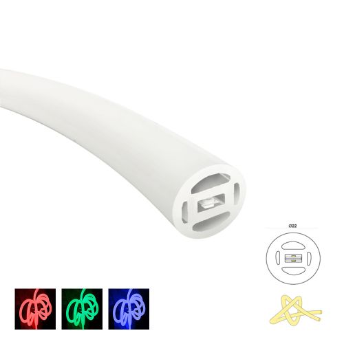 LED NEON STRIP 360° D22mm 24W RGB IP67 24VDC 1m