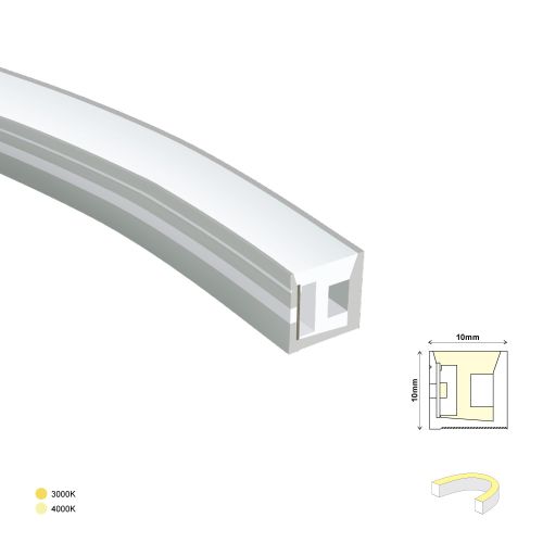 LED NEON SIDE FLAT SHAPE 10X10 40K 11W 24V IP67 1m