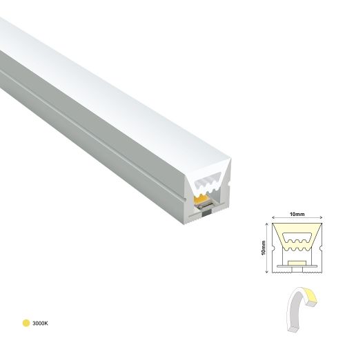 LED NEON STRIP 10X10mm 3000K 10W 230V IP65m RA70 1m