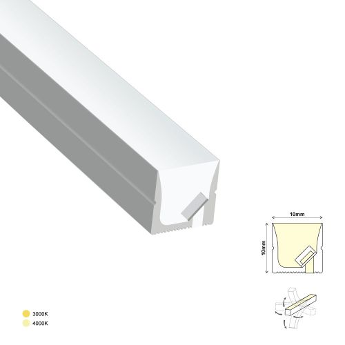 LED NEON STRIP 3D BEND 10X10mm 30K 7W 24V IP67 1m