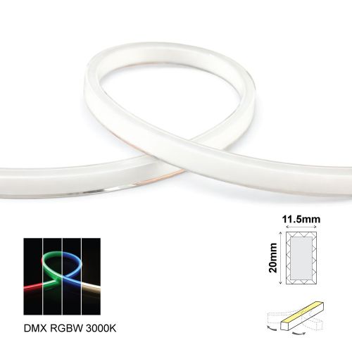 TRITON LED NEON STRIP DMX RGB+30K SIDE BEND 96L 14W/m 24V IP68 IK10 5m