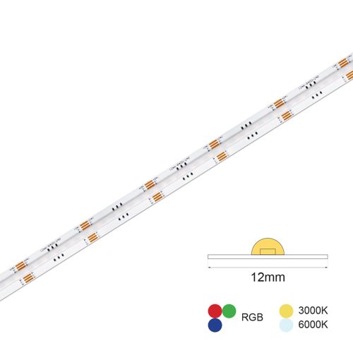 ΤΑΙΝΙΑ LED COB  840L 24W 12mm RGB+WW+CW IP20 24VDC 1m
